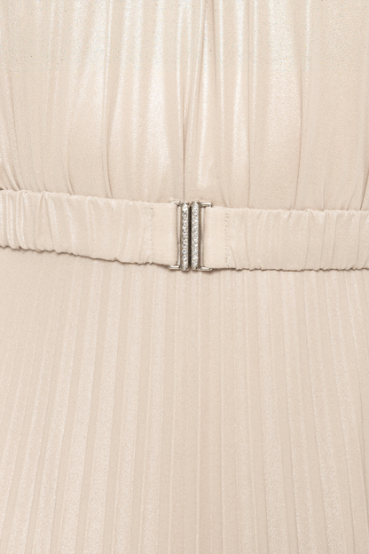 Piera Cape Sleeve Pleated Maxi Dress