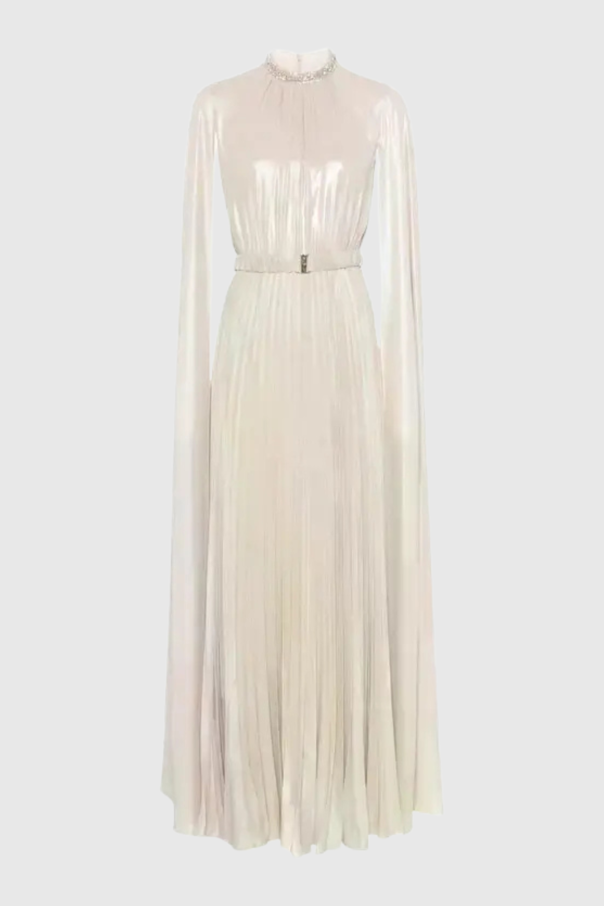 Piera Cape Sleeve Pleated Maxi Dress