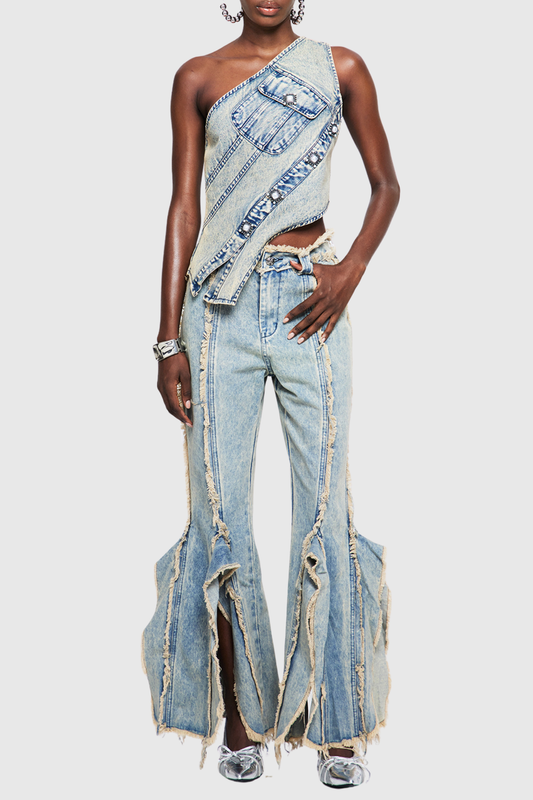 Pilaro Fringe Split Jeans