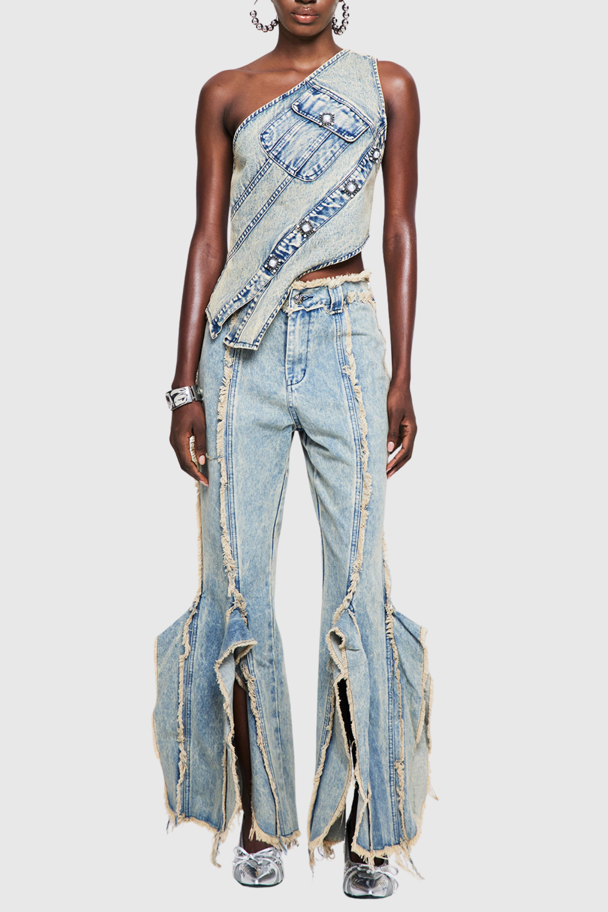 Pilaro One Shoulder Denim Top