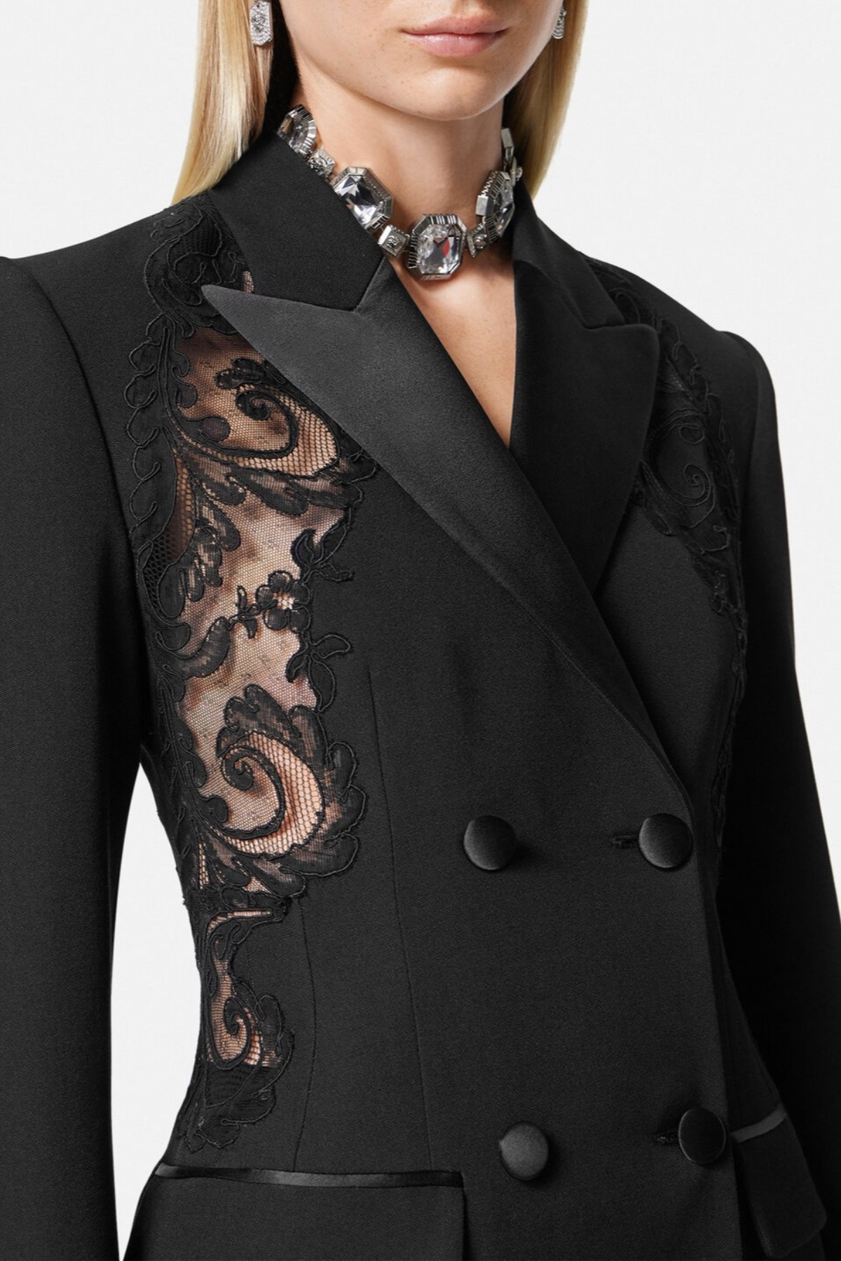 Pisana Lace-embellished Double-breasted Mini Blazer Dress