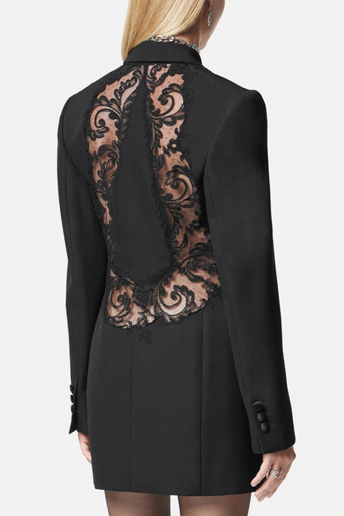 Pisana Lace-embellished Double-breasted Mini Blazer Dress
