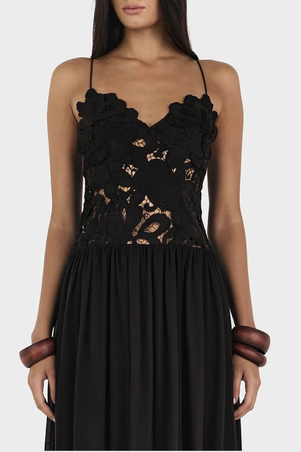 Plumia Floral Lace Maxi Dress - Black