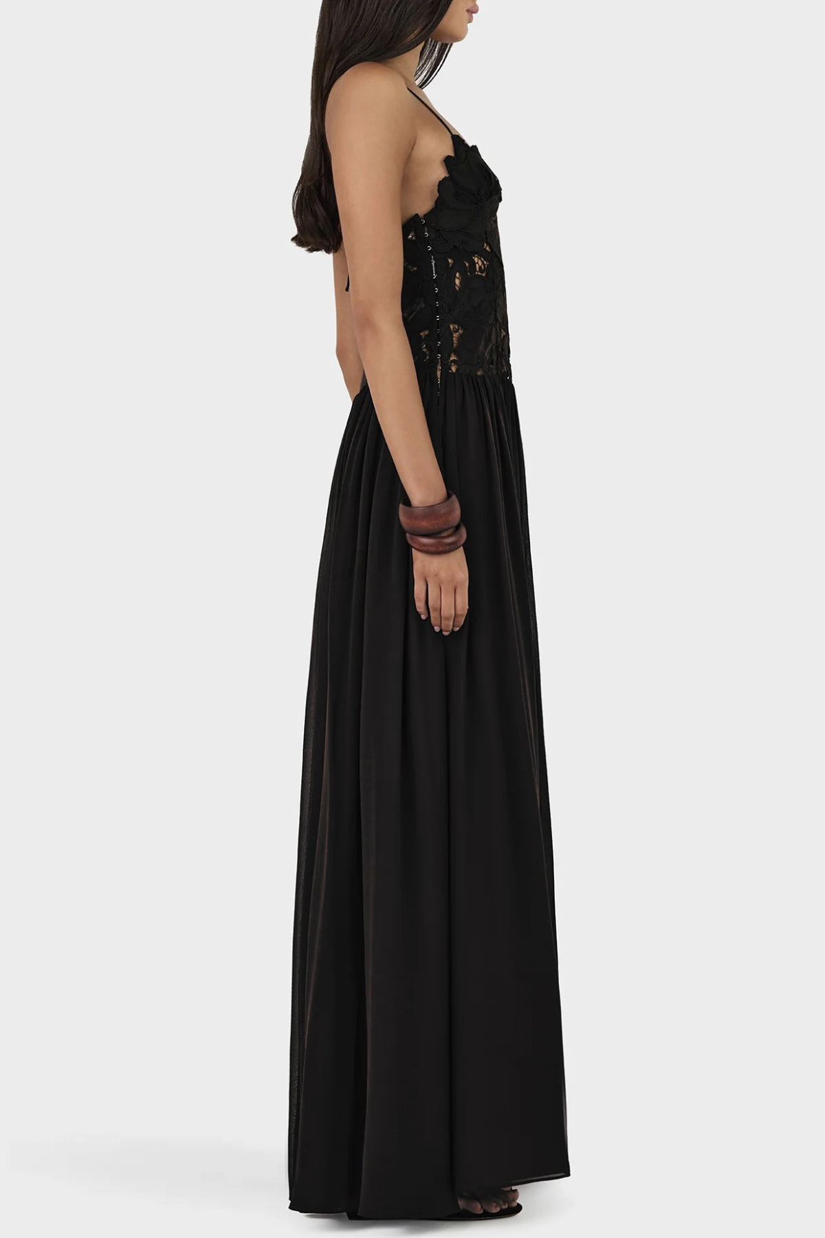 Plumia Floral Lace Maxi Dress - Black