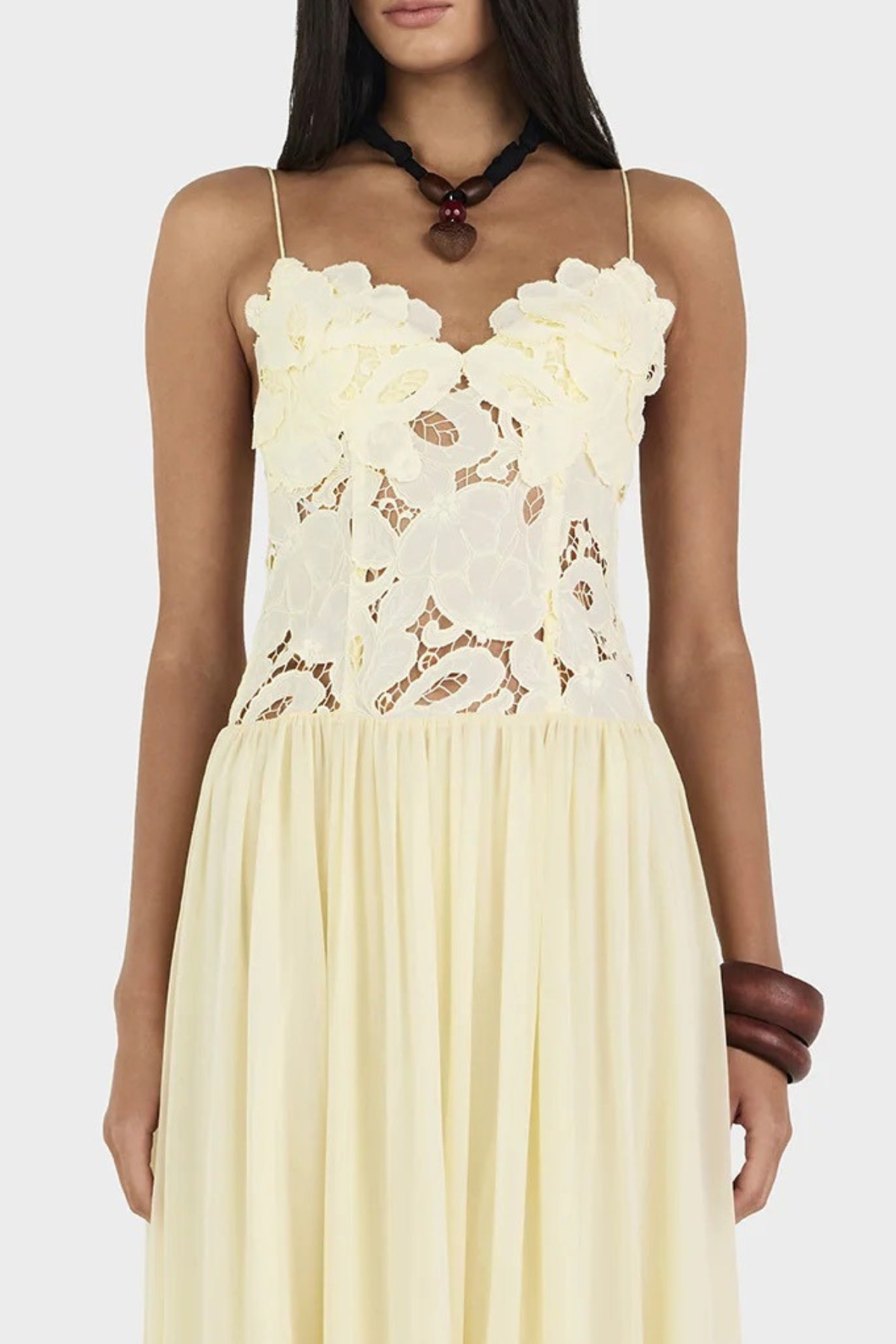 Plumia Floral Lace Maxi Dress - Yellow