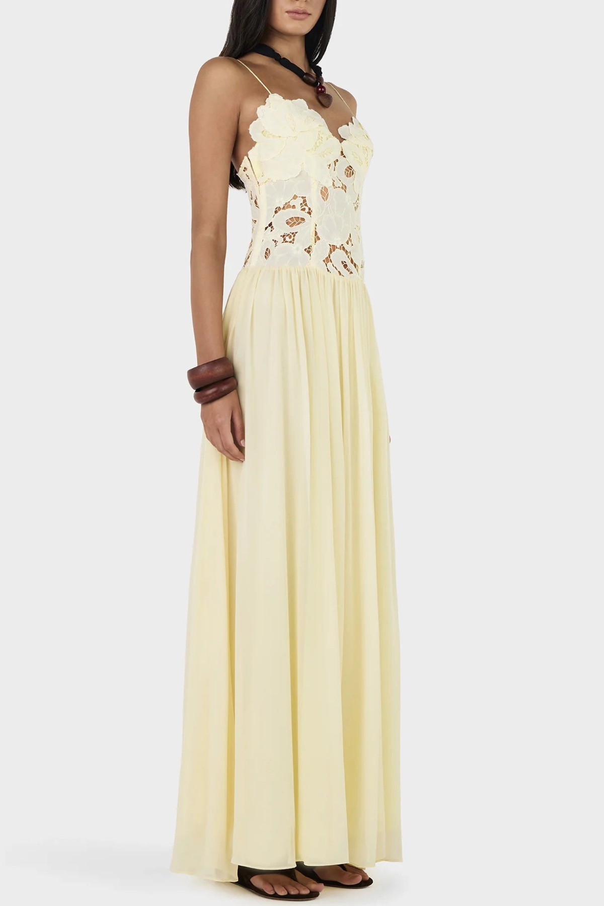 Plumia Floral Lace Maxi Dress - Yellow