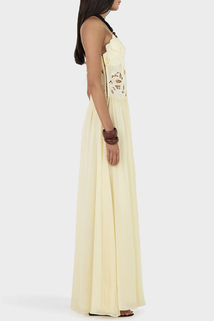 Plumia Floral Lace Maxi Dress - Yellow