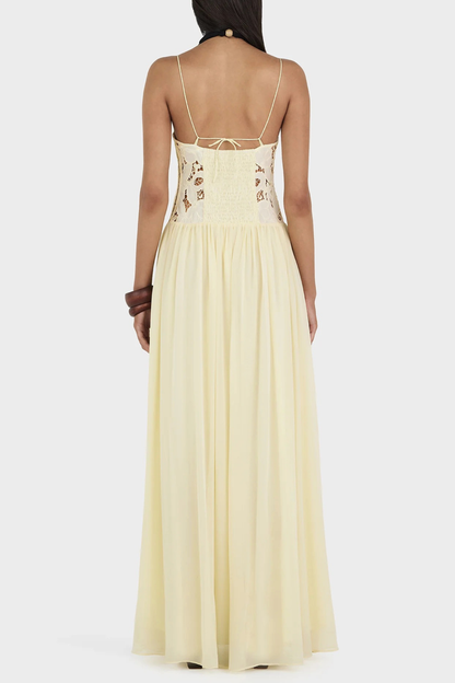 Plumia Floral Lace Maxi Dress - Yellow