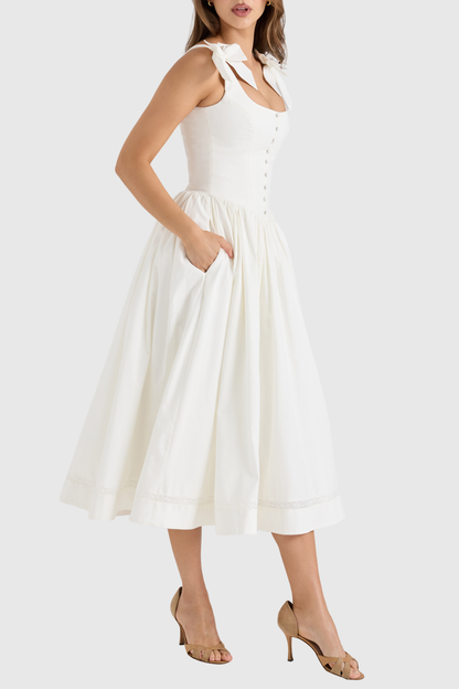 Poone Bow Corset Midi Dress