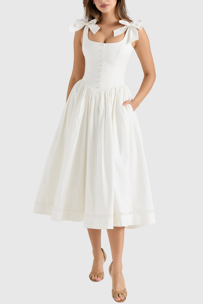 Poone Bow Corset Midi Dress