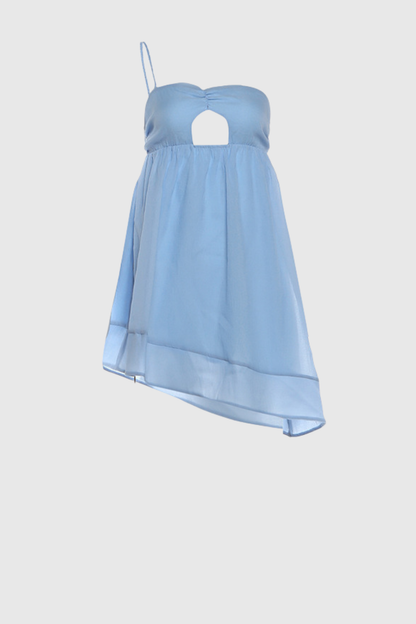 Portera One Shoulder Cutout Mini Dress - Blue