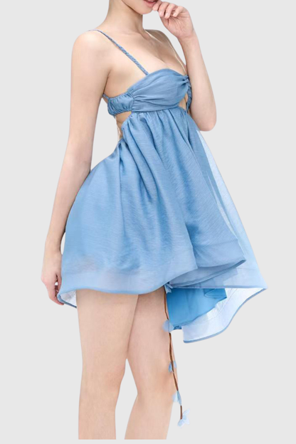 Portera One Shoulder Cutout Mini Dress - Blue