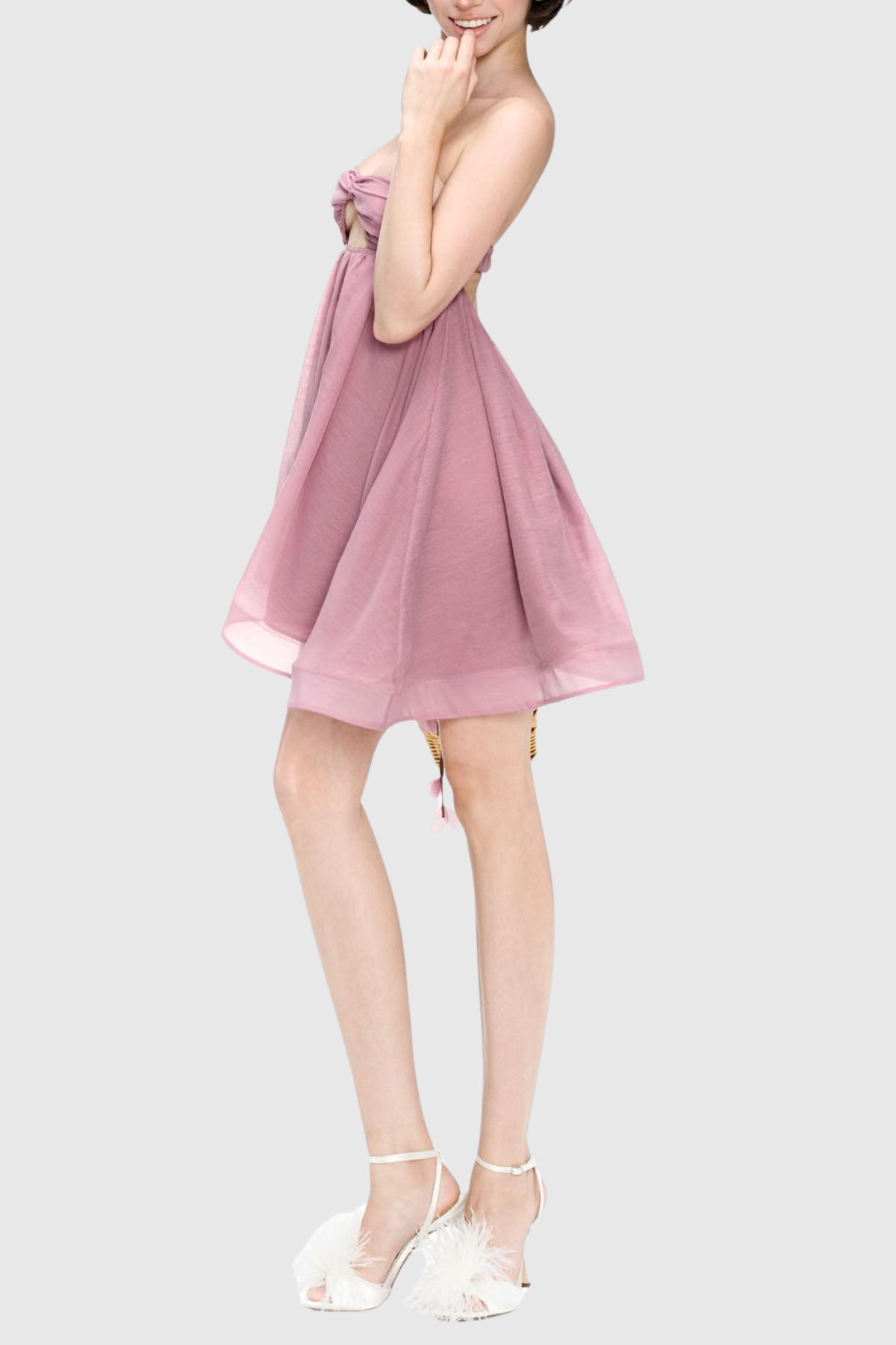 Portera One Shoulder Cutout Mini Dress - Pink