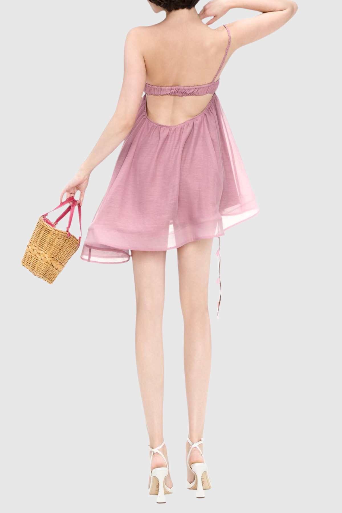 Portera One Shoulder Cutout Mini Dress - Pink
