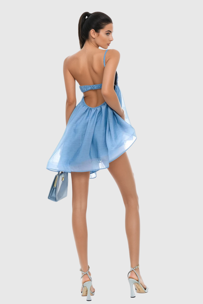 Portera One Shoulder Cutout Mini Dress - Blue