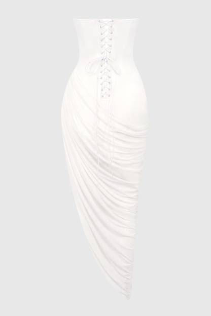 Posie Strapless Ruched Midi Dress