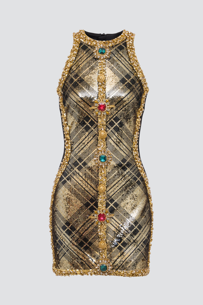 Posya Sleeveless Crystal Embelliahed Mini Dress
