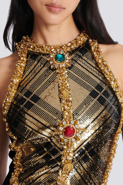 Posya Sleeveless Crystal Embelliahed Mini Dress