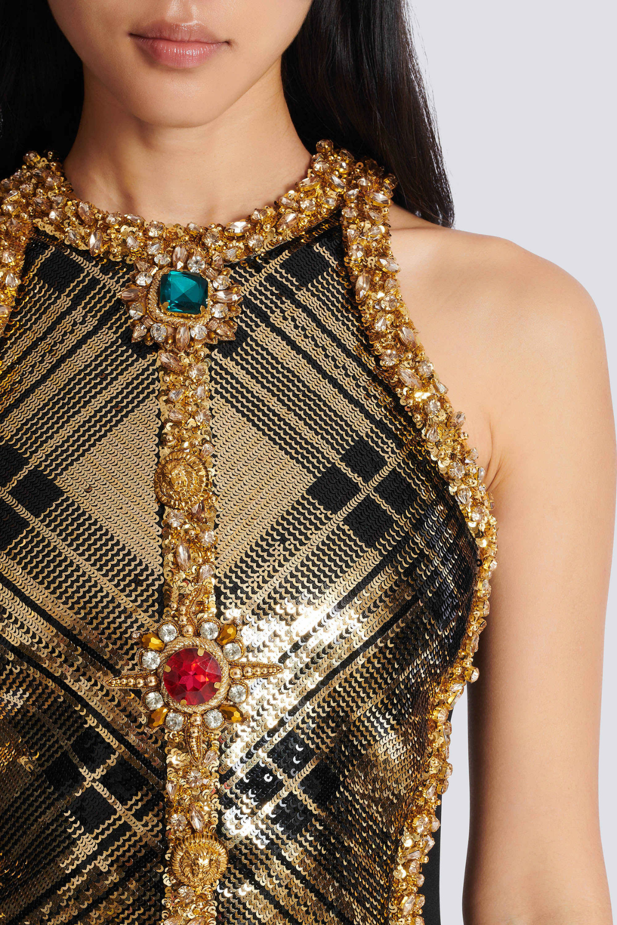 Posya Sleeveless Crystal Embelliahed Mini Dress