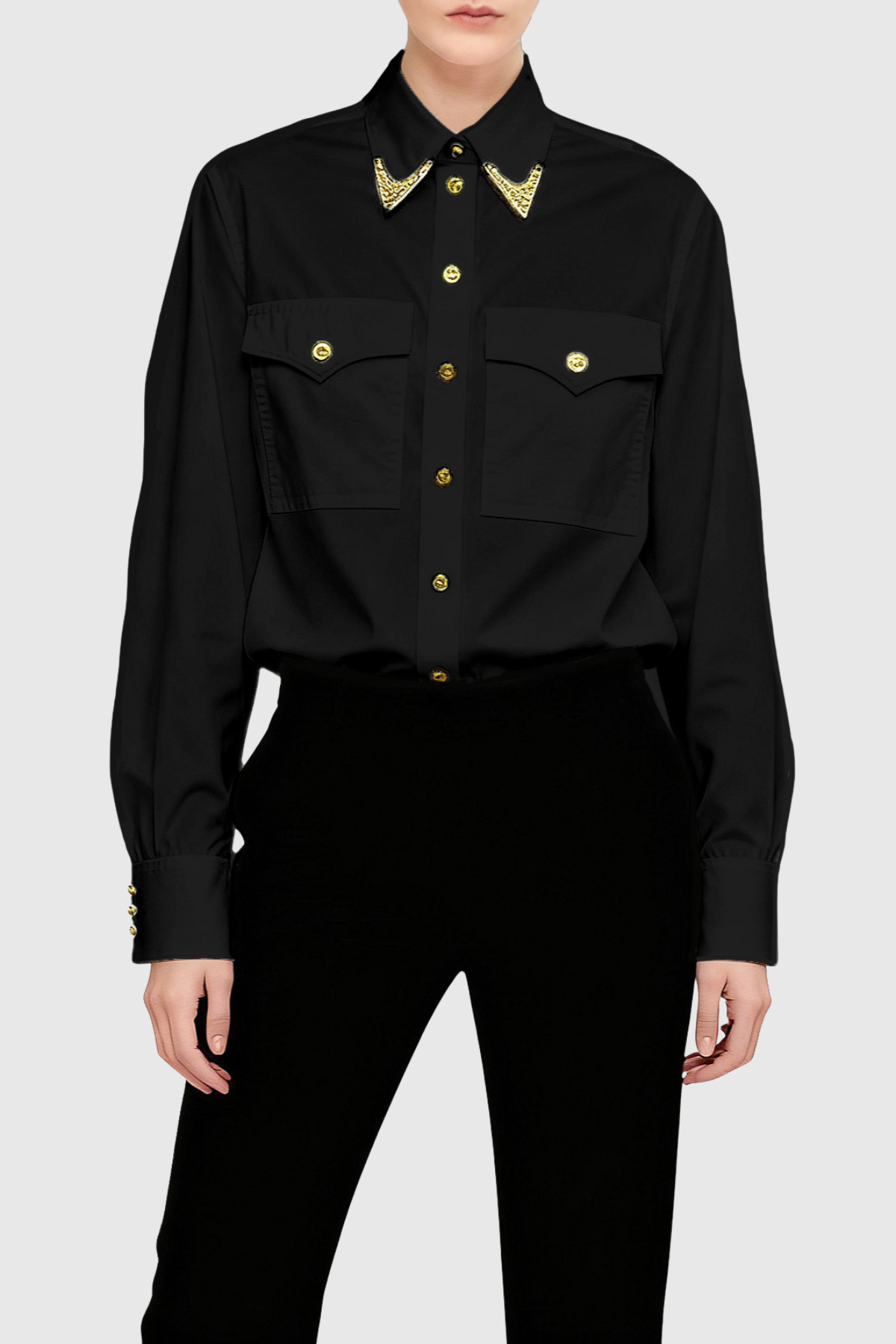 Potya Metal Embellished Shirt - Black