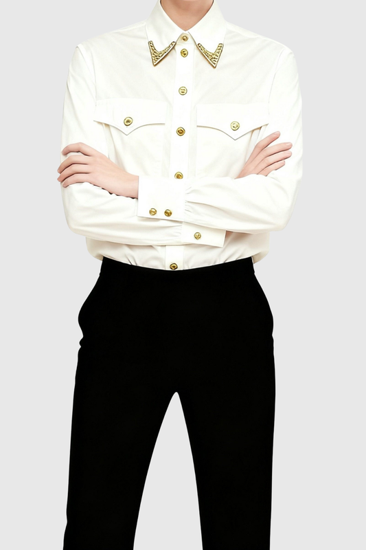 Potya Metal Embellished Shirt - White