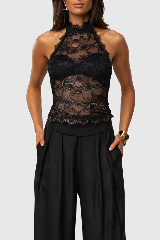 Preslsa Halter Lace Top