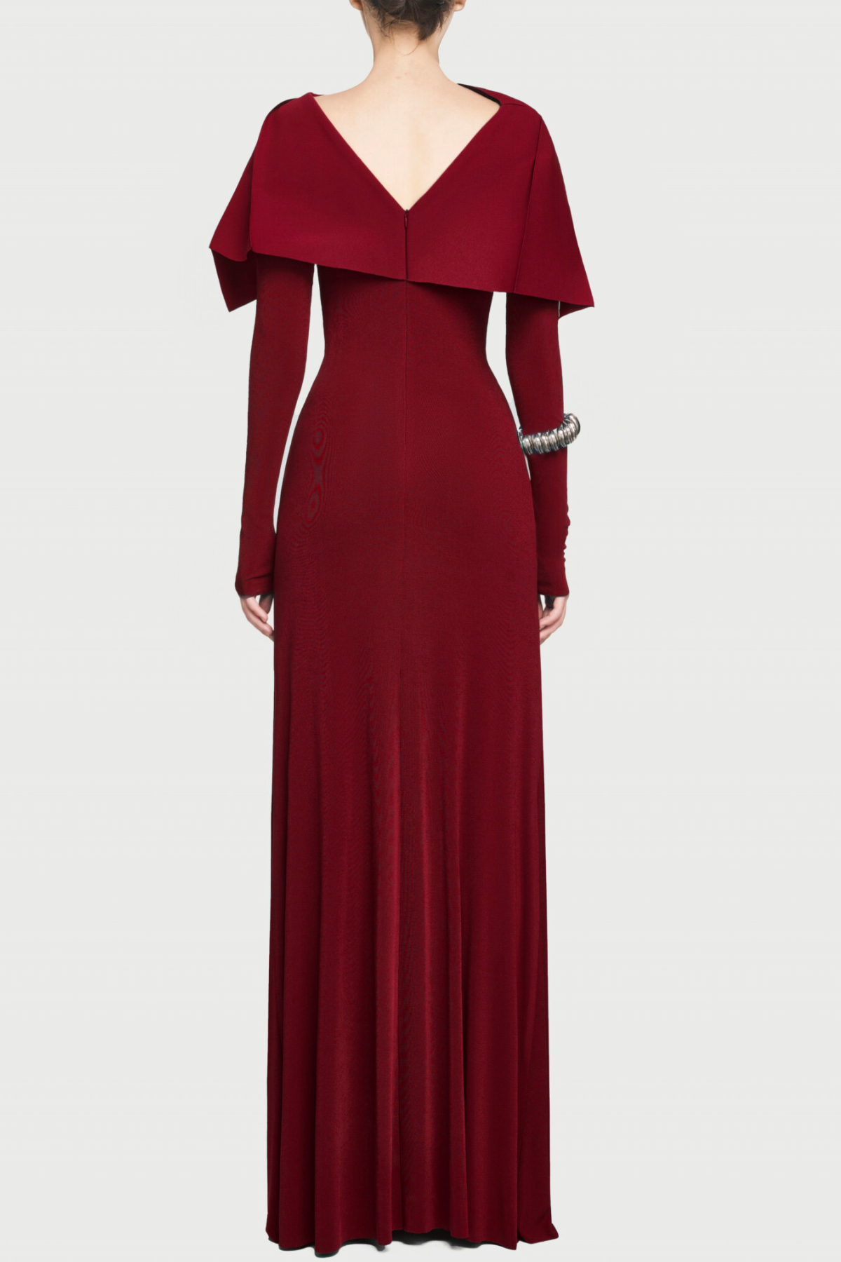 Priora Asymmetric Shawl Ruched Maxi Dress - Wine