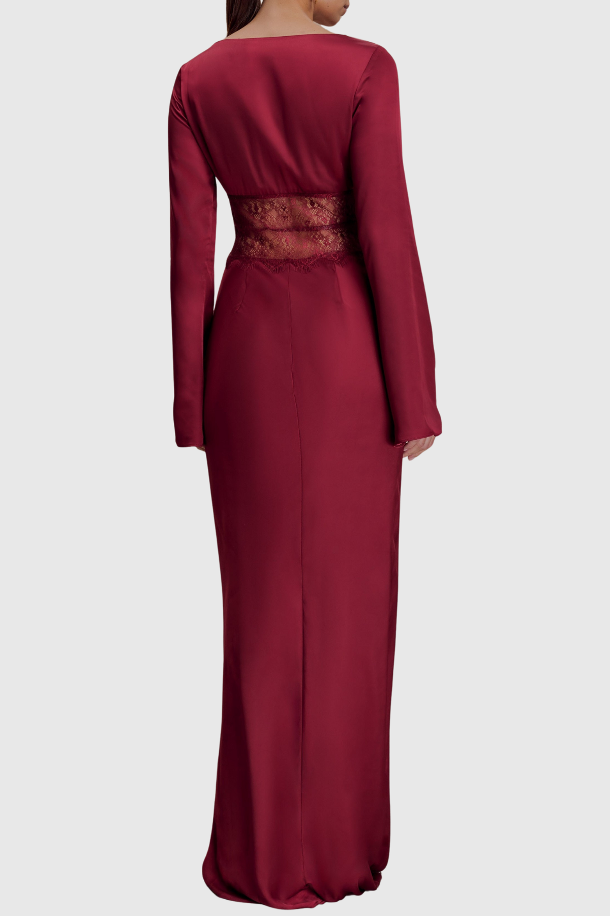 Priyal Lace Satin Maxi Dress - Wine