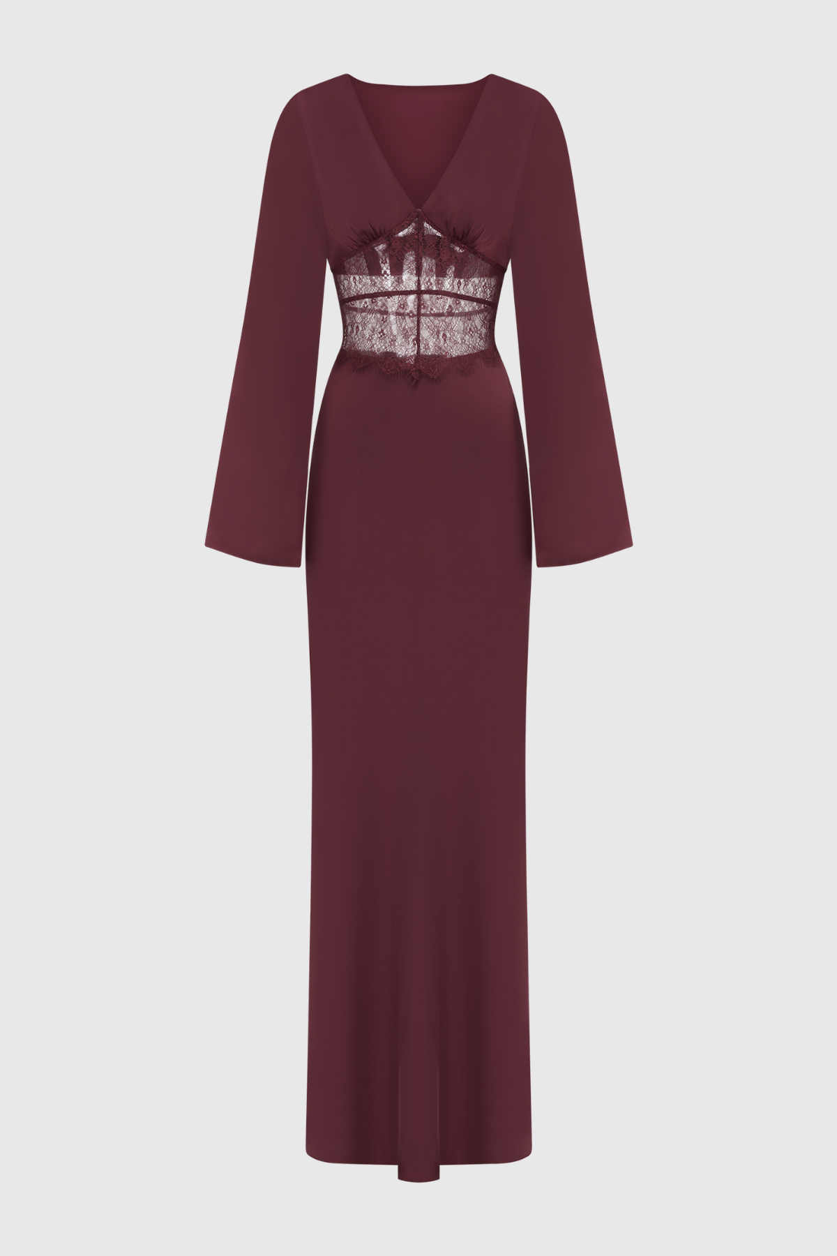 Priyal Lace Satin Maxi Dress - Wine