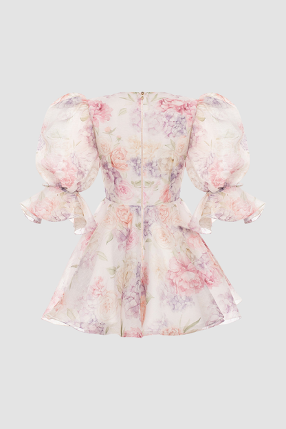 Protea Floral Puff Mini Dress