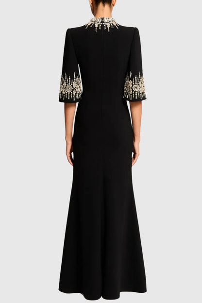 Pulosa Crystal Embellished Maxi Dress - Black