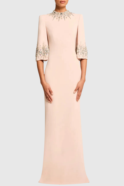 Pulosa Crystal Embellished Maxi Dress - Pink