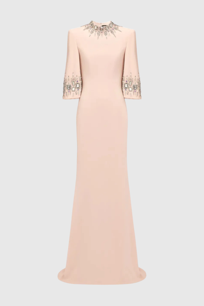 Pulosa Crystal Embellished Maxi Dress - Pink