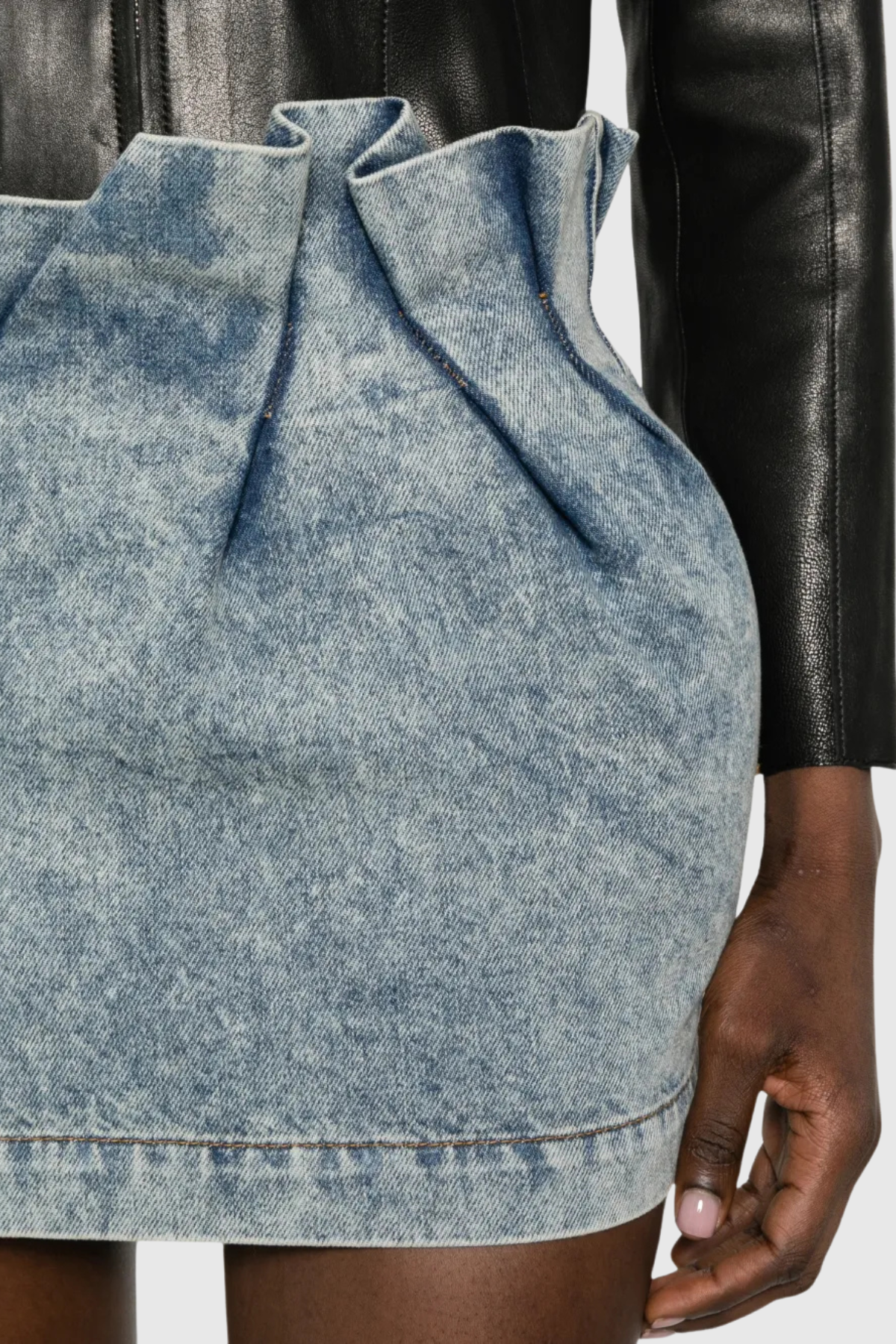 Purnima Pleated Denim Mini Skirt