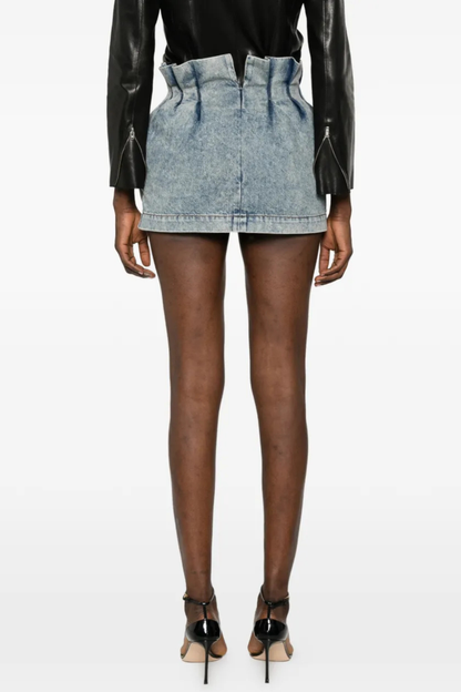 Purnima Pleated Denim Mini Skirt