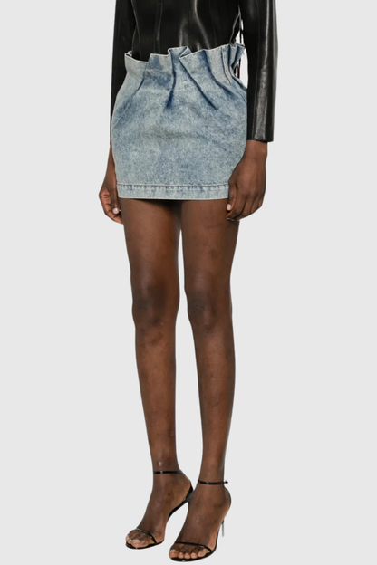 Purnima Pleated Denim Mini Skirt
