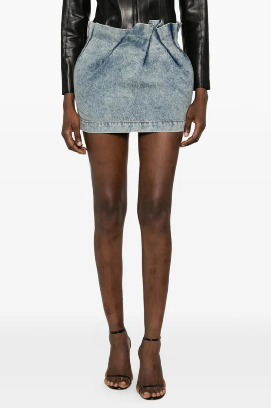 Purnima Pleated Denim Mini Skirt