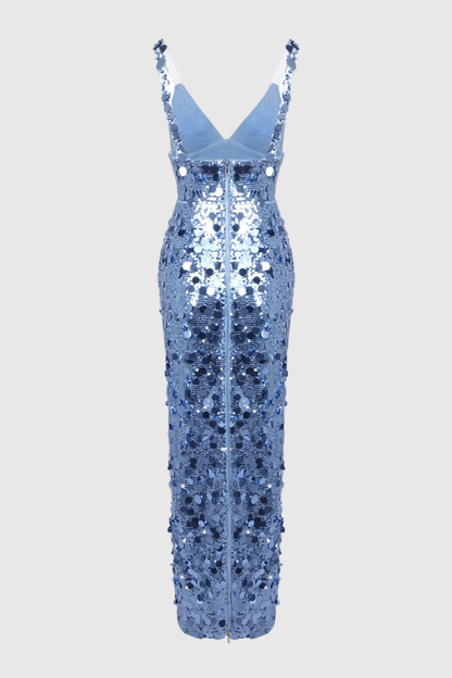 Raekwa Sequin Maxi Dress - Ocean Blue