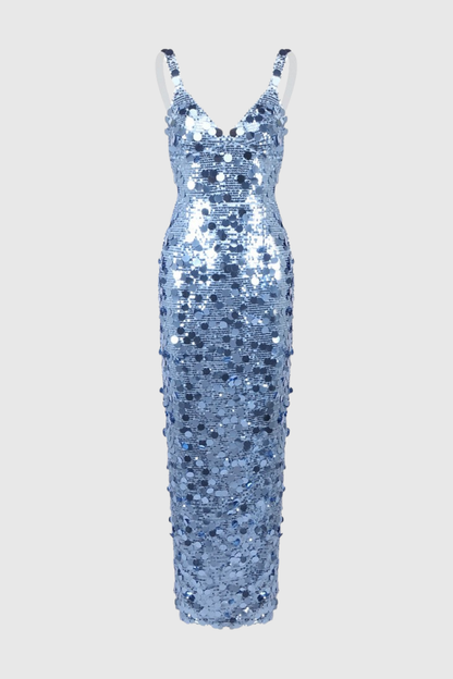 Raekwa Sequin Maxi Dress - Ocean Blue