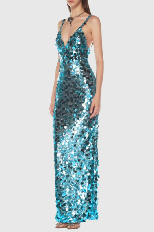 Raekwa Sequin Maxi Dress - Baby Blue
