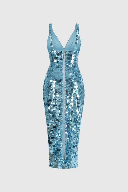 Raekwa Sequin Maxi Dress - Baby Blue