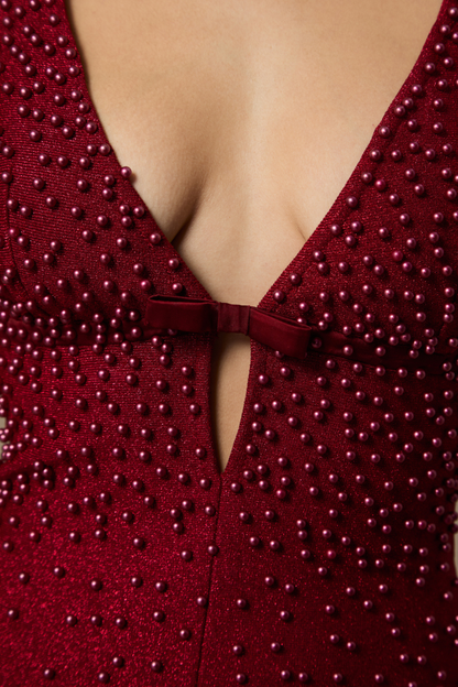 Raffa Beaded Embellished Plunge Maxi Bandage Dress