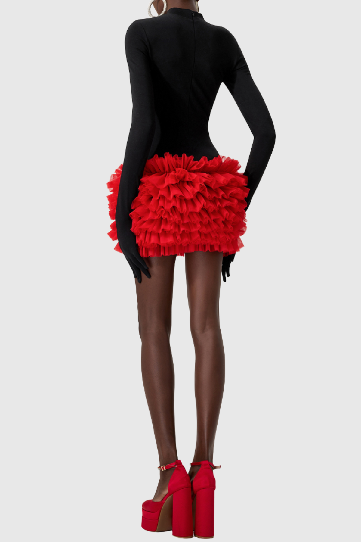 Raiden Ruffle Contrast Color Mini Dress 