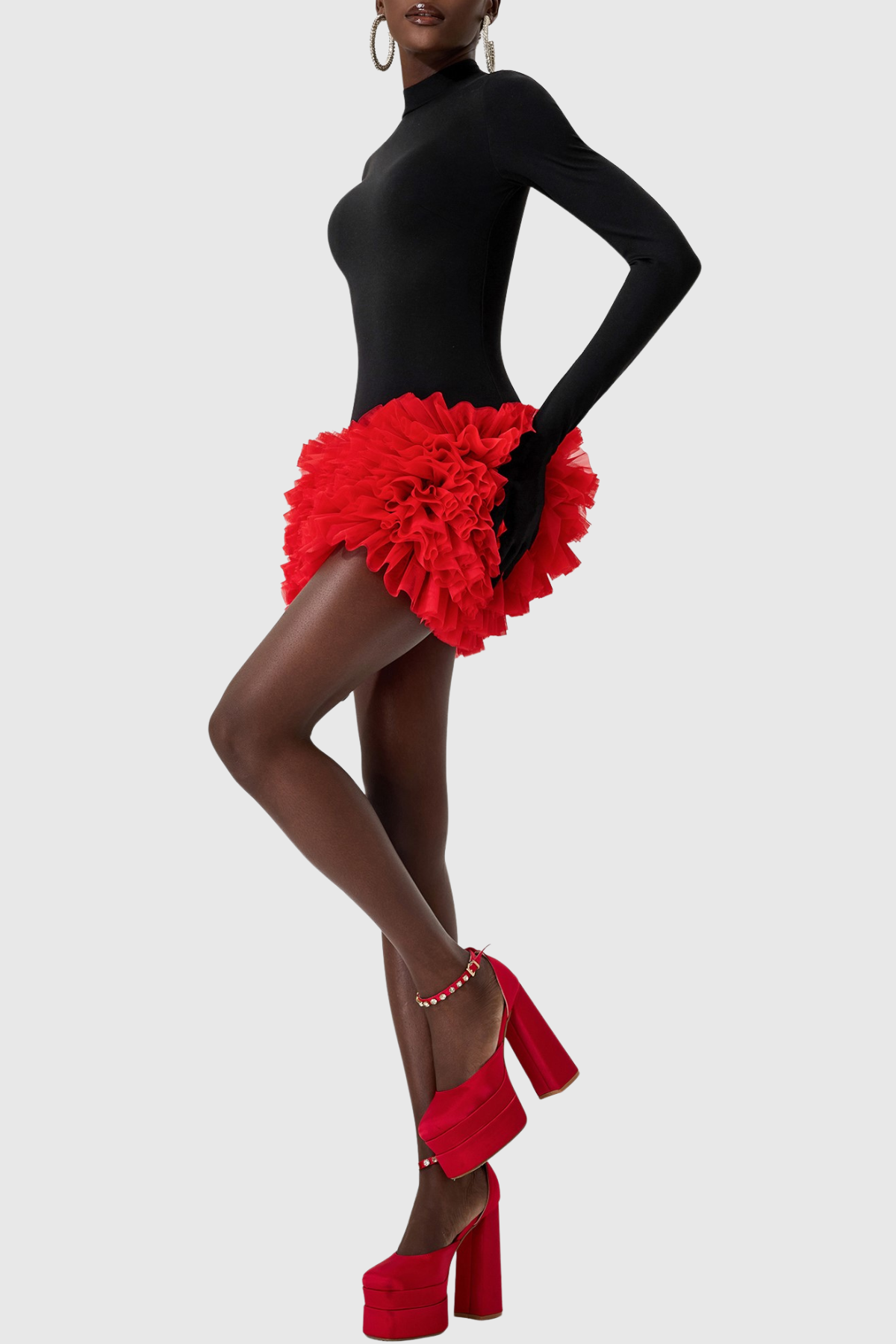 Raiden Ruffle Contrast Color Mini Dress 