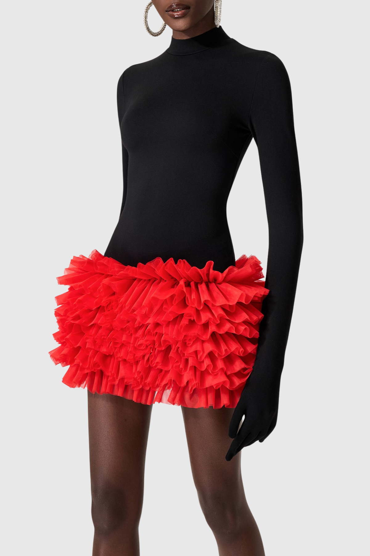 Raiden Ruffle Contrast Color Mini Dress 