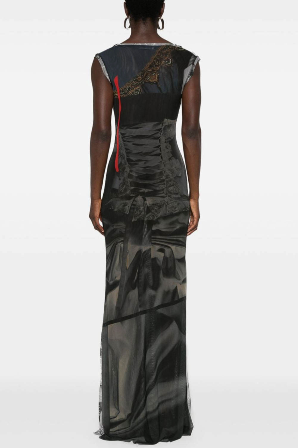 Raisa Sleeveless Printed Mesh Maxi Dress - Grey
