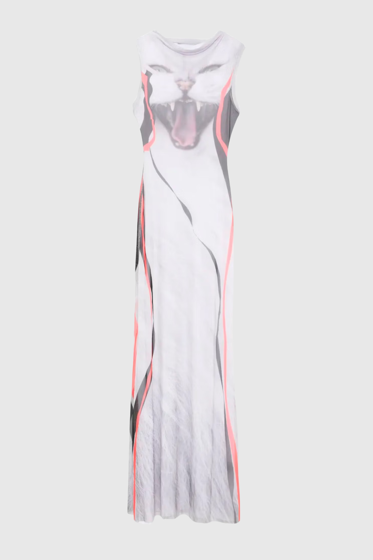 Raisa Sleeveless Printed Mesh Maxi Dress - White