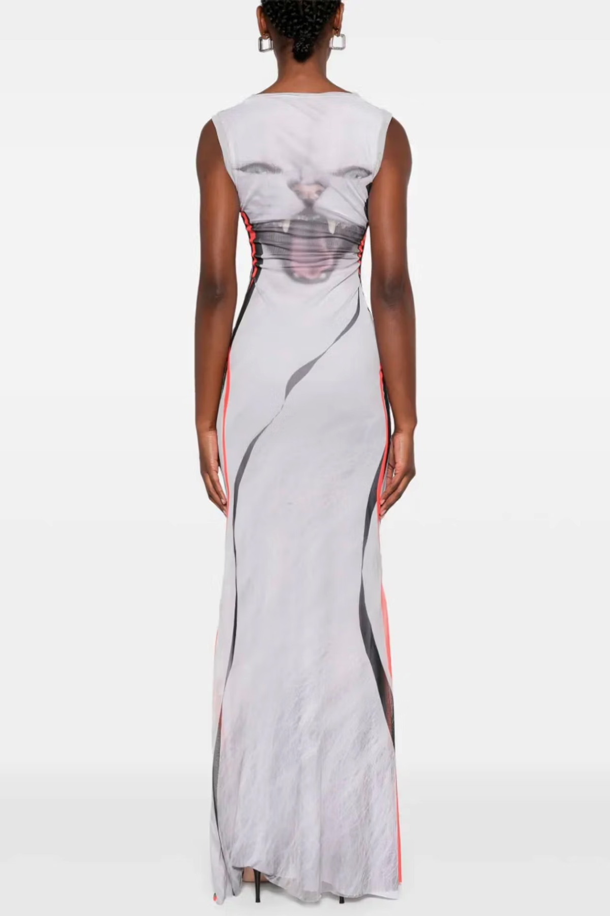 Raisa Sleeveless Printed Mesh Maxi Dress - White