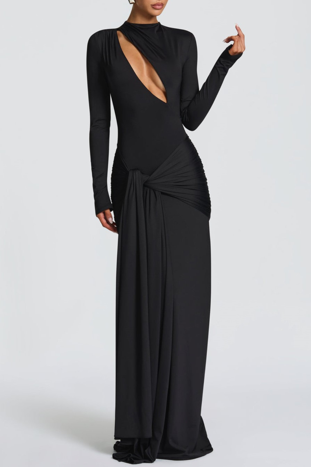 Raluca Cutout Draped Maxi Dress - Black