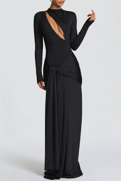 Raluca Cutout Draped Maxi Dress - Black